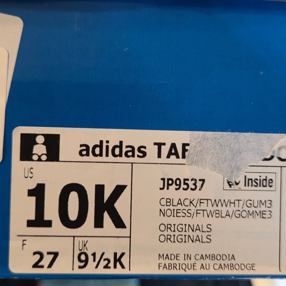 Adidas Taekwondo LA Kids Size 10K‎ Black White Leather Sneakers Gum Sole JP9537